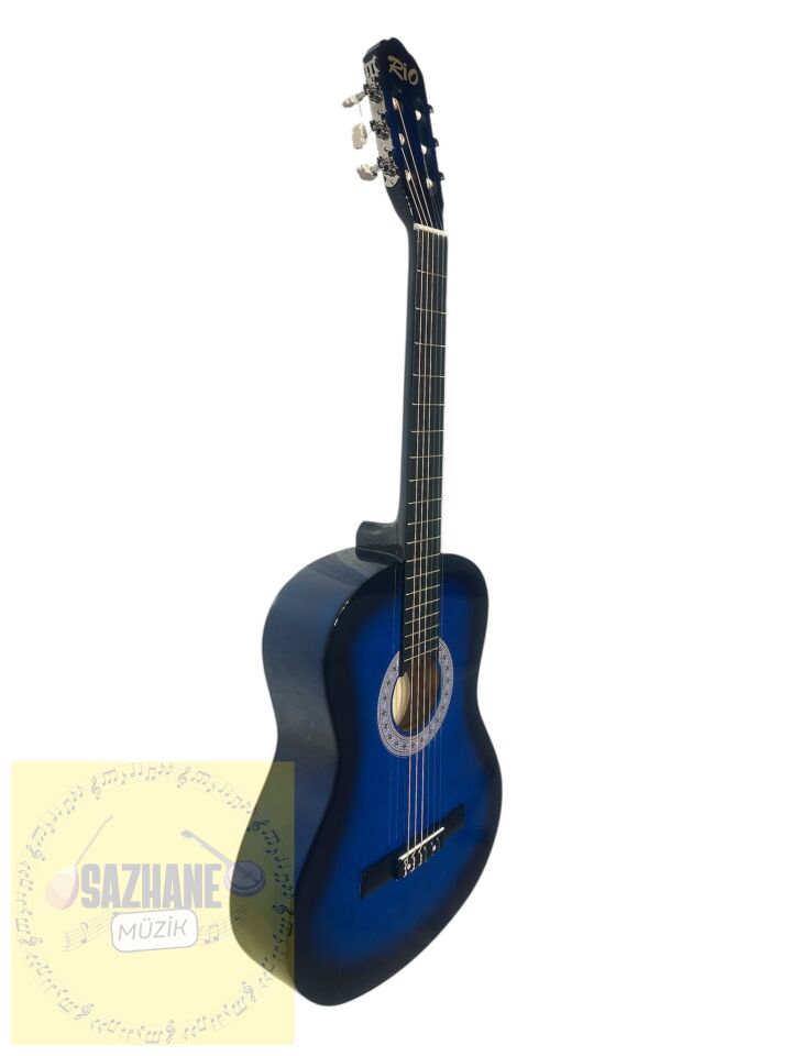 Sap Ayarlı Mavi 4/4 Tam Boy Klasik Gitar Seti (Kılıf-Pena Dahil)