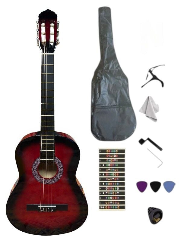 Sap Ayarlı 4/4 Tam Boy Klasik Gitar Red (Kılıf-Pena Dahil)