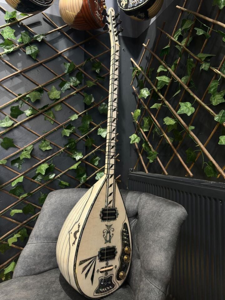 Nacerman Manyetik Profesyonel Beyaz Elektro Bağlama(Soft Case Dahil)