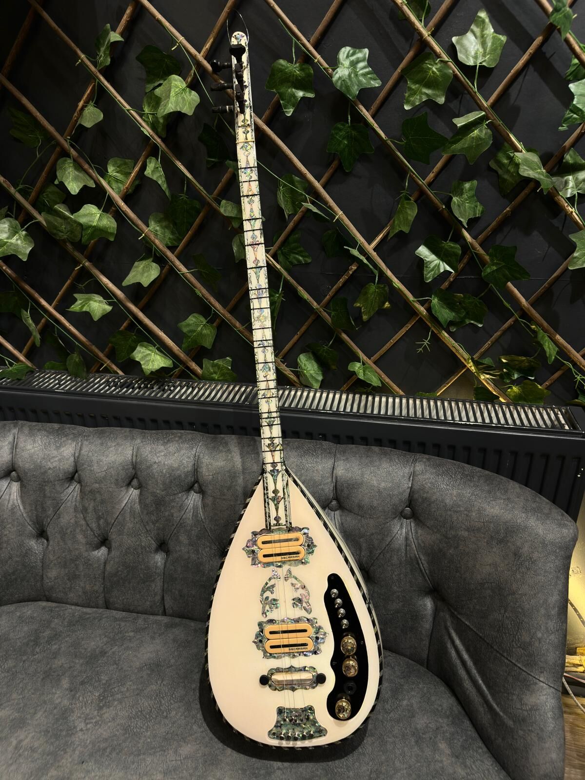 Nacerman Manyetik Profesyonel Beyaz Elektro Bağlama(Soft Case Dahil)