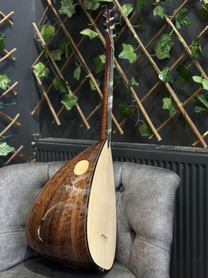 Özel Seri Ceviz Tekne İşlemeli Klavye Kısa Sap Bağlama (Kılıf Dahil)