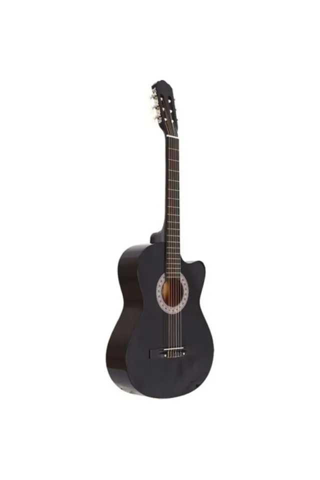 4/4 Kesik Kasa Sap Ayarlı Siyah Klasik Gitar Seti Full Set