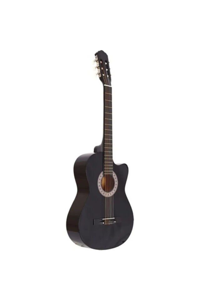 4/4 Kesik Kasa Sap Ayarlı Siyah Klasik Gitar Seti Full Set