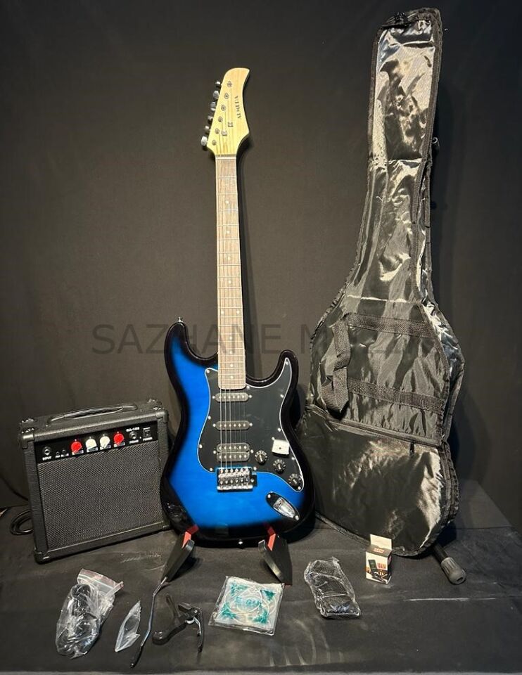 Elektro Gitar Seti (Gitar-Amfi-Stand-Kablo-Askı-Kapo-Akort Cihazı-Yedek Tel)