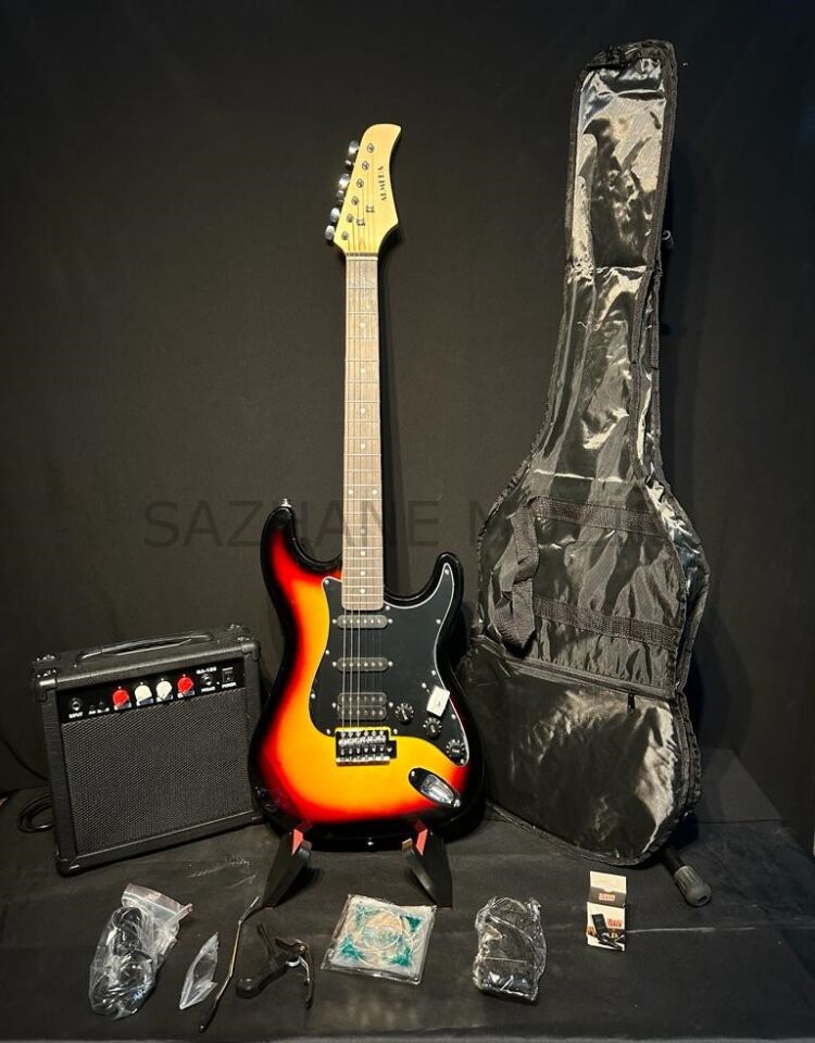 Elektro Gitar Seti (Gitar-Amfi-Stand-Kablo-Askı-Kapo-Akort Cihazı-Yedek Tel)