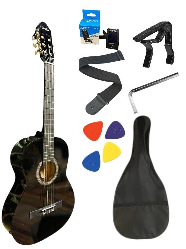 Sap Ayarlı 4 /4 Tamboy Klasik Gitar Seti Longa full(Gitar-Kılıf-Pena-Tuner-Askı-Kapo)