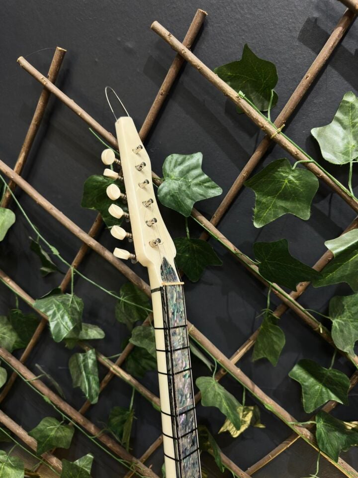 Beyaz Gitar Burgulu Profesyonel Elektro Bağlama (Soft Case Dahil)