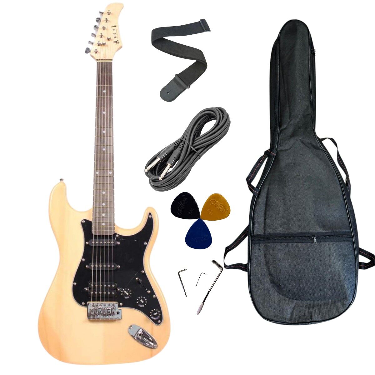 Strat Kasa Hss Manyetik AEG111-Natural Elektro Gitar(Kılıf-pena-kablo Dahil)