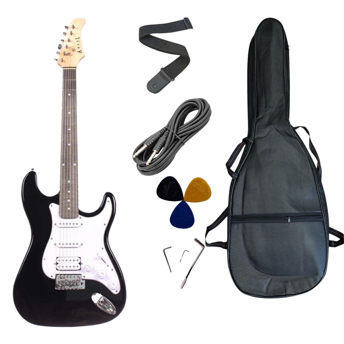 Strat Kasa Hss Manyetik AEG100 Siyah Elektro Gitar(Kılıf-pena-kablo Dahil)