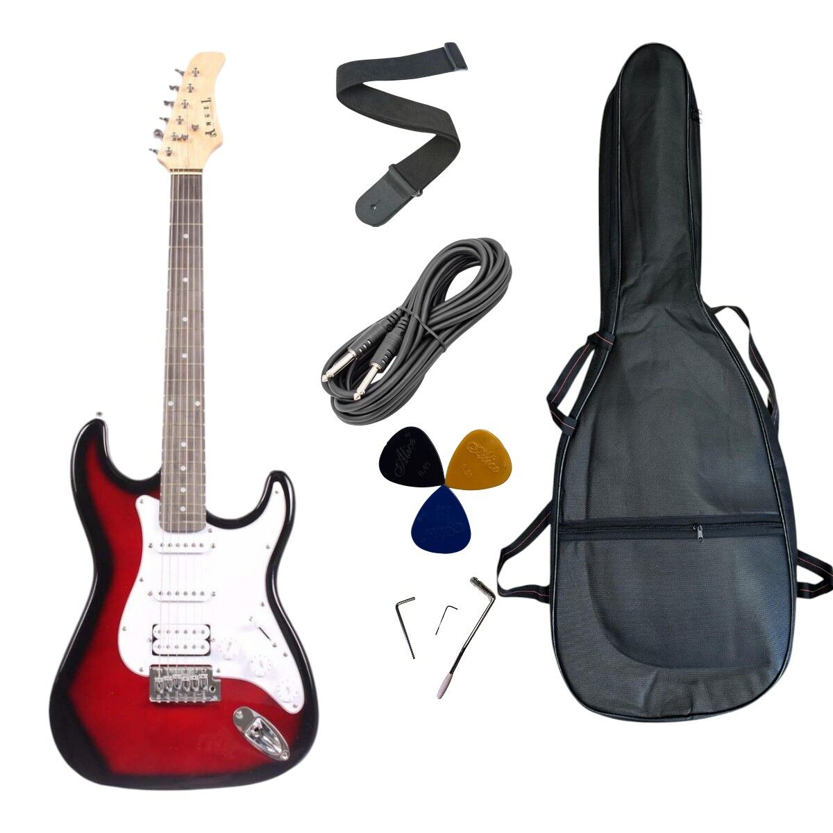 Strat Kasa Hss Manyetik AEG100 Kırmızı Elektro Gitar(Kılıf-pena-kablo Dahil)