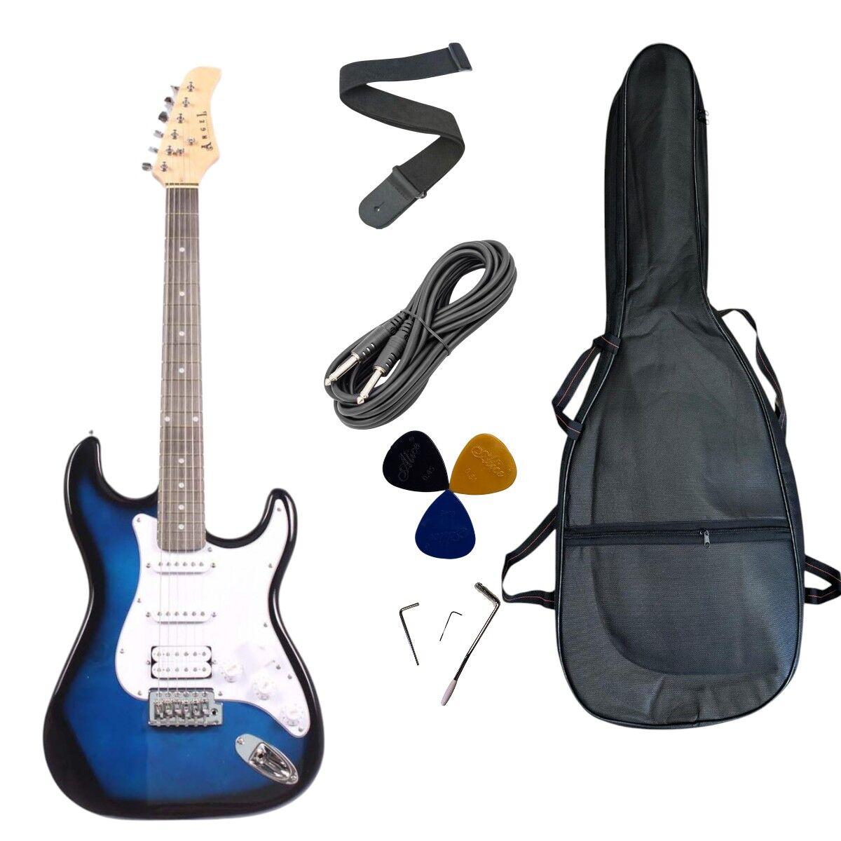 Strat Kasa Hss Manyetik AEG100 Mavi Elektro Gitar(Kılıf-pena-kablo Dahil)