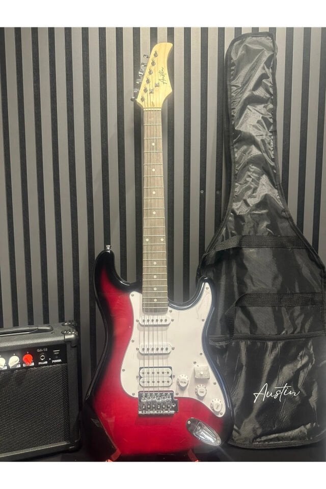 Kırmızı Hss Elektro Gitar Seti Full ( Gitar,amfi,stand,askı,kapo,yedek tel,tuner,kablo,askı,kılıf