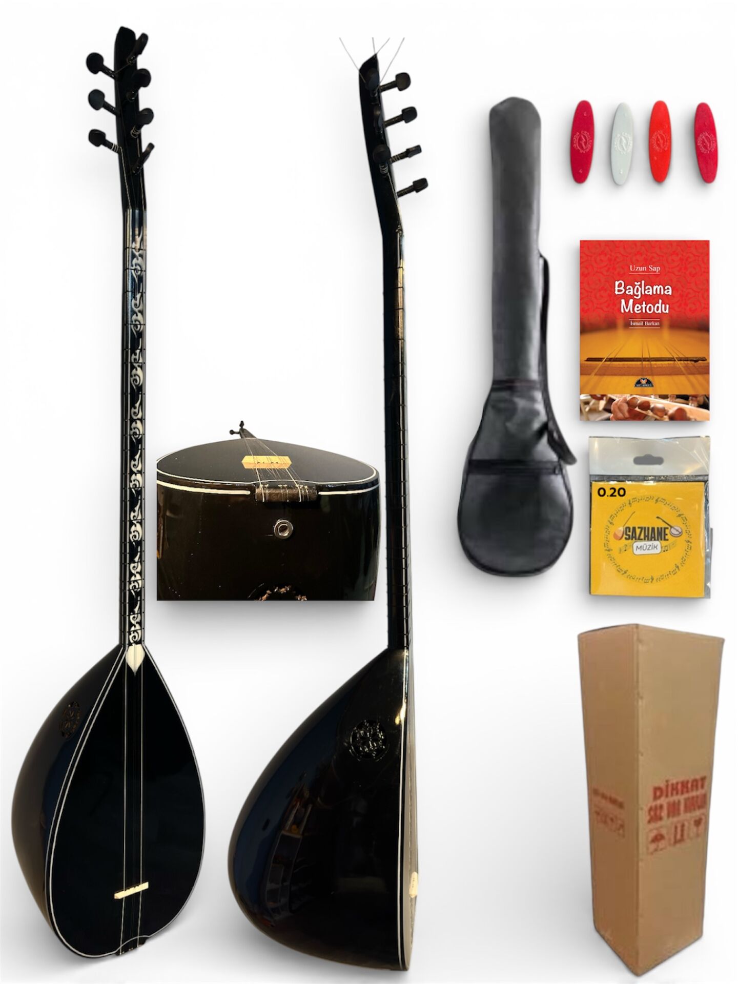 Uzun Sap Jack Girişli Siyah İnci Bağlama Seti