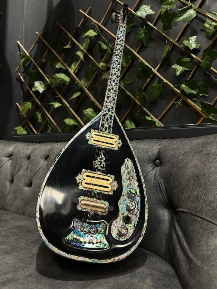 Siyah Tam Profesyonel Ekolayzırlı 4 Telli Elektro Bağlama