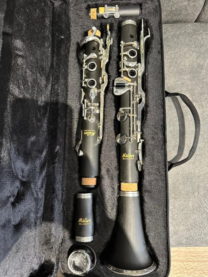 Mcl-5000 Pro Gümüş+Deri Sol Klarnet 4 Yüzük (Stand Dahil)