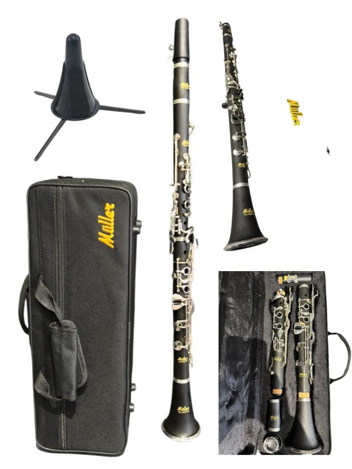 Mcl-5000 Pro Gümüş+Deri Sol Klarnet 4 Yüzük (Stand Dahil)