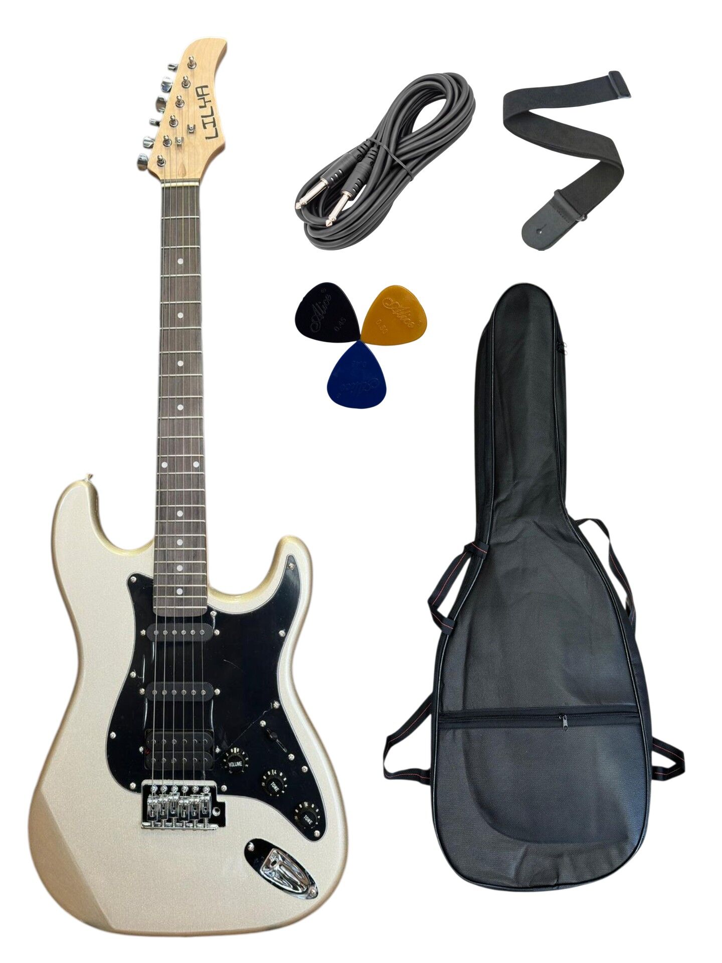 Strat Kasa Hss Manyetik Gri Elektro Gitar(Kılıf-pena-kablo Dahil)